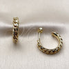 Oro Laminado Small Hoop, Gold Filled Style Miami Cuban Design, Diamond Cutting Finish, Golden Finish, 02.213.0951.20