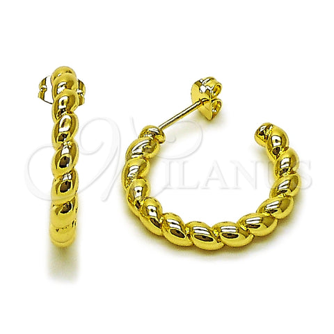Oro Laminado Small Hoop, Gold Filled Style Twist Design, Polished, Golden Finish, 02.213.0952.25