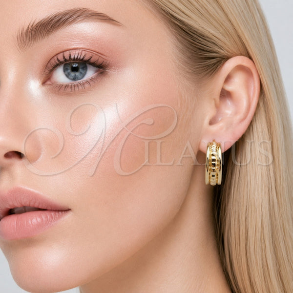 Gold Filled Hoop Earrings — Small Hoop Diamond Cutting 02. — alternate product view — SKU 165831 | Oro Laminado aretes de aro — aro pequeño Diamond Cutting 02. — SKU 165831
