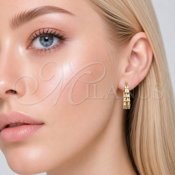 Gold Filled Hoop Earrings — Small Hoop Teardrop Design Polished 02. — alternate product view — SKU 165832 | Oro Laminado aretes de aro — aro pequeño Teardrop diseño pulido 02. — SKU 165832
