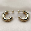 Oro Laminado Small Hoop, Gold Filled Style Bamboo and Hollow Design, Polished, Golden Finish, 02.213.0956.25