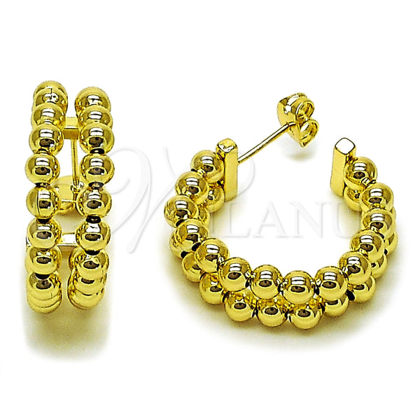 Gold Filled Hoop Earrings — Small Hoop Ball and Hollow Design Polished 02. — main product view — SKU 165840 | Oro Laminado aretes de aro — aro pequeño Ball and Hollow diseño pulido 02. — SKU 165840
