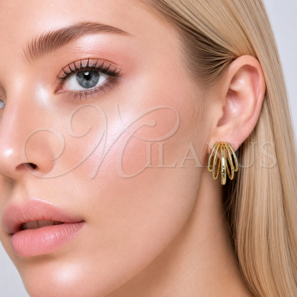 Gold Filled Hoop Earrings — Small Hoop Diamond Cutting 02. — alternate product view — SKU 165842 | Oro Laminado aretes de aro — aro pequeño Diamond Cutting 02. — SKU 165842
