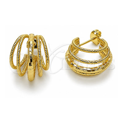 Oro Laminado Small Hoop, Gold Filled Style Diamond Cutting Finish, Golden Finish, 02.213.0964.20