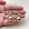 Oro Laminado Dangle Earring, Gold Filled Style Ball Design, Polished, Golden Finish, 02.213.0966