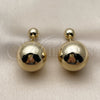 Oro Laminado Dangle Earring, Gold Filled Style Ball and Hollow Design, Polished, Golden Finish, 02.213.0967