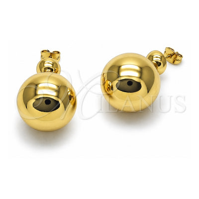 Oro Laminado Dangle Earring, Gold Filled Style Ball and Hollow Design, Polished, Golden Finish, 02.213.0967
