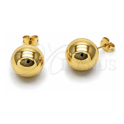 Oro Laminado Stud Earring, Gold Filled Style Ball and Hollow Design, Polished, Golden Finish, 5.128.014.1