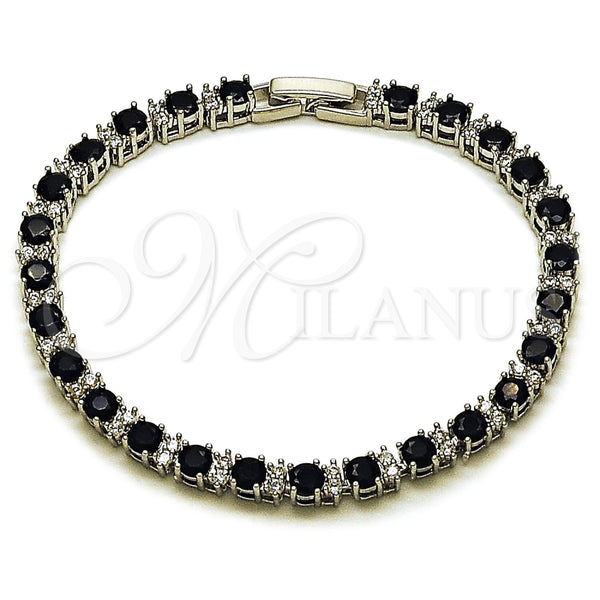 White Gold Filled Bracelet — Tennis Bracelet with Black and White Cubic Zirconia — main product view — SKU 165847 | Oro Laminado Blanco brazalete — Tennis Bracelet with negro and blanco Cubic Zirconia — SKU 165847