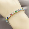 Rhodium Gold Filled Tennis Bracelet, with Multicolor and White Cubic Zirconia, Polished, Rhodium Finish, 03.130.0015.1.07 (Thickness, 8 Inches Length)