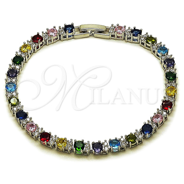 White Gold Filled Bracelet — Tennis Bracelet with Multicolor and White Cubic Zirconia — main product view — SKU 165848 | Oro Laminado Blanco brazalete — Tennis Bracelet with Multicolor and blanco Cubic Zirconia — SKU 165848