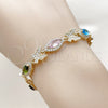 Oro Laminado Tennis Bracelet, Gold Filled Style Butterfly and Cluster Design, with Multicolor and White Cubic Zirconia, Polished, Golden Finish, 03.130.0016.07 (Thickness, 8 Inches Length)