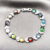 Rhodium Gold Filled Tennis Bracelet, Shell Design, with Multicolor Cubic Zirconia, Polished, Rhodium Finish, 03.130.0017.07 (Thickness, 8 Inches Length)