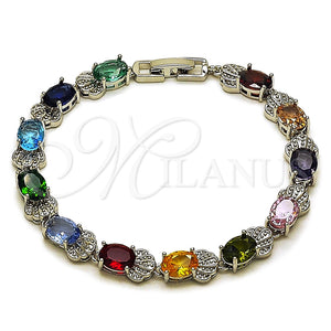 White Gold Filled Bracelet — Tennis Bracelet Shell Design with Multicolor Cubic Zirconia — main product view — SKU 165850 | Oro Laminado Blanco brazalete — Tennis Bracelet Shell diseño with Multicolor Cubic Zirconia — SKU 165850