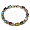 Rhodium Gold Filled Tennis Bracelet, Shell Design, with Multicolor Cubic Zirconia, Polished, Rhodium Finish, 03.130.0017.07 (Thickness, 8 Inches Length)