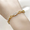 Oro Laminado Tennis Bracelet, Gold Filled Style Cluster Design, with Multicolor and White Cubic Zirconia, Polished, Golden Finish, 03.130.0018.07 (Thickness, 8 Inches Length)