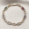Oro Laminado Tennis Bracelet, Gold Filled Style Cluster Design, with Multicolor and White Cubic Zirconia, Polished, Golden Finish, 03.130.0018.07 (Thickness, 8 Inches Length)