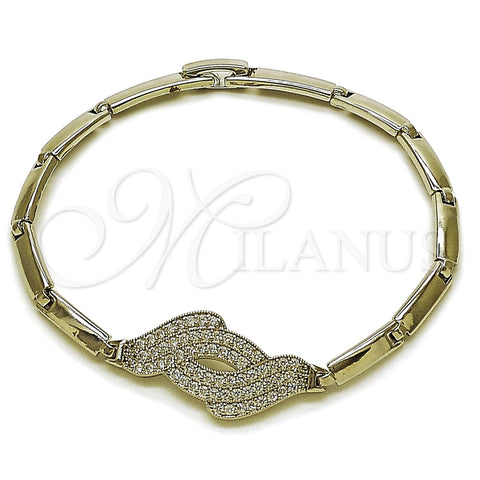 Rhodium Gold Filled Fancy Bracelet, with White Cubic Zirconia, Polished, Rhodium Finish, 03.130.0021.07 (04 MM Thickness, 8 Inches Length)