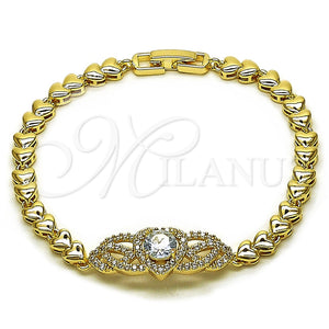 Gold Filled Bracelet — Fancy Bracelet Heart Design with White Cubic Zirconia — main product view — SKU 165855 | Oro Laminado brazalete — elegante Bracelet corazón diseño with blanco Cubic Zirconia — SKU 165855