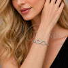 White Gold Filled Fancy Bracelet, Infinite and Baguette Design, with White Cubic Zirconia and White Micro Pave, Polished, Rhodium Finish, 03.283.0047.1.07 (05 MM Thickness, 8 Inches Length)