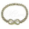 Rhodium Gold Filled Fancy Bracelet, Infinite and Baguette Design, with White Cubic Zirconia and White Micro Pave, Polished, Rhodium Finish, 03.283.0047.1.07 (05 MM Thickness, 8 Inches Length)