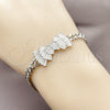 Rhodium Gold Filled Fancy Bracelet, Bow and Miami Cuban Design, with White Cubic Zirconia and White Micro Pave, Polished, Rhodium Finish, 03.130.0023.1.08 (Thickness, 8 Inches Length)