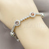 Rhodium Gold Filled Tennis Bracelet, Cluster Design, with Multicolor and White Cubic Zirconia, Polished, Rhodium Finish, 03.130.0024.07 (Thickness, 8 Inches Length)