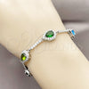 Rhodium Gold Filled Tennis Bracelet, Teardrop and Cluster Design, with Multicolor and White Cubic Zirconia, Polished, Rhodium Finish, 03.266.0050.4.07 (Thickness, 7 Inches Length)