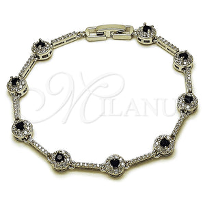 White Gold Filled Bracelet — Tennis Bracelet Cluster Design with Black and White — main product view — SKU 165861 | Oro Laminado Blanco brazalete — Tennis Bracelet Cluster diseño with negro and blanco — SKU 165861