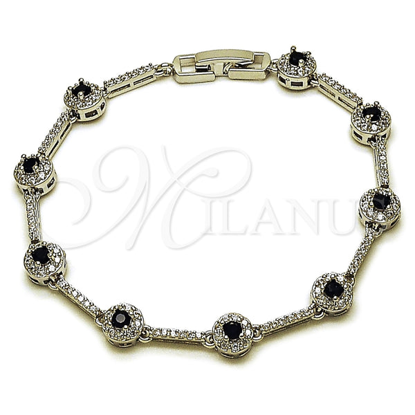 White Gold Filled Bracelet — Tennis Bracelet Cluster Design with Black and White — main product view — SKU 165861 | Oro Laminado Blanco brazalete — Tennis Bracelet Cluster diseño with negro and blanco — SKU 165861