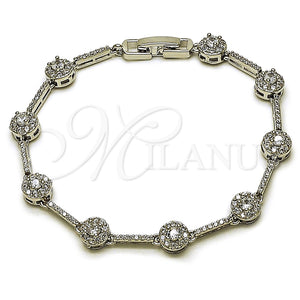 White Gold Filled Bracelet — Tennis Bracelet Cluster Design with White Cubic Zirconia — main product view — SKU 165862 | Oro Laminado Blanco brazalete — Tennis Bracelet Cluster diseño with blanco Cubic Zirconia — SKU 165862