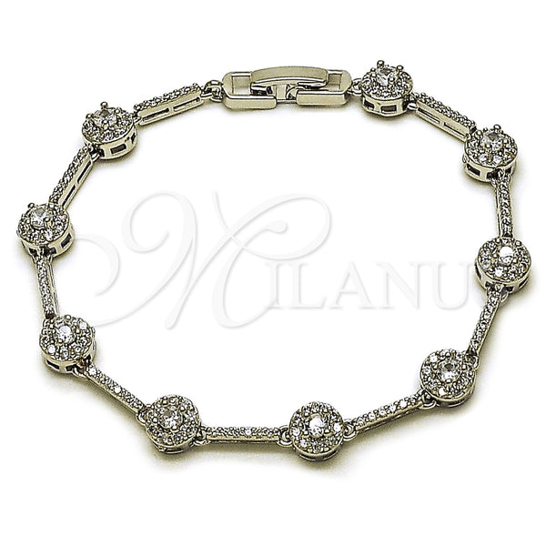 White Gold Filled Bracelet — Tennis Bracelet Cluster Design with White Cubic Zirconia — main product view — SKU 165862 | Oro Laminado Blanco brazalete — Tennis Bracelet Cluster diseño with blanco Cubic Zirconia — SKU 165862