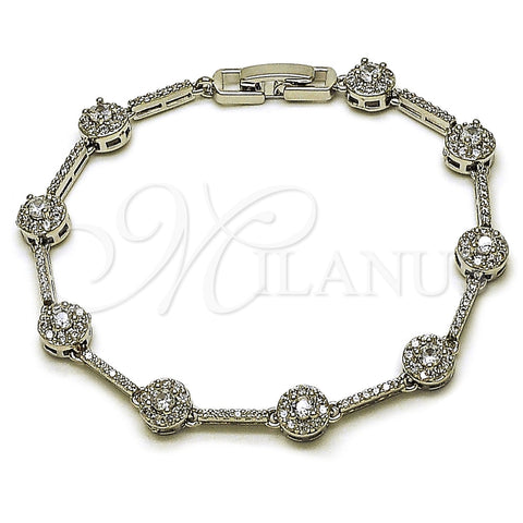 Rhodium Gold Filled Tennis Bracelet, Cluster Design, with White Cubic Zirconia, Polished, Rhodium Finish, 03.266.0057.5.07 (Thickness, 7 Inches Length)