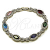 Rhodium Gold Filled Tennis Bracelet, Hugs and Kisses and Cluster Design, with Multicolor and White Cubic Zirconia, Polished, Rhodium Finish, 03.130.0025.1.07 (Thickness, 7 Inches Length)
