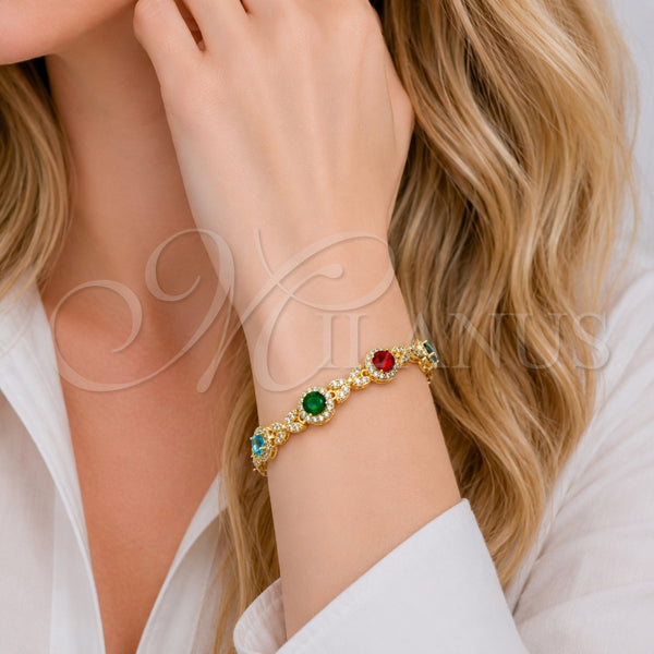 Gold Filled Bracelet — Tennis Bracelet Cluster and Hugs and Kisses Design — alternate product view — SKU 165865 | Oro Laminado brazalete — Tennis Bracelet Cluster and Hugs and Kisses diseño — SKU 165865