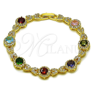Gold Filled Bracelet — Tennis Bracelet Cluster and Hugs and Kisses Design — main product view — SKU 165865 | Oro Laminado brazalete — Tennis Bracelet Cluster and Hugs and Kisses diseño — SKU 165865
