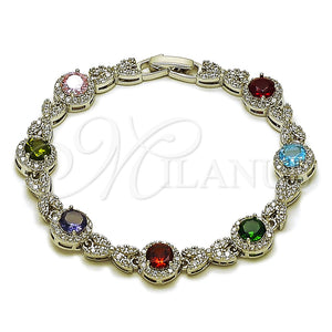 White Gold Filled Bracelet — Tennis Bracelet Hugs and Kisses and Cluster Design — main product view — SKU 165866 | Oro Laminado Blanco brazalete — Tennis Bracelet Hugs and Kisses and Cluster diseño — SKU 165866