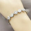 Rhodium Gold Filled Fancy Bracelet, Cluster Design, with White Cubic Zirconia and White Micro Pave, Polished, Rhodium Finish, 03.130.0027.07 (06 MM Thickness, 8 Inches Length)