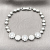Rhodium Gold Filled Fancy Bracelet, Cluster Design, with White Cubic Zirconia and White Micro Pave, Polished, Rhodium Finish, 03.130.0027.07 (06 MM Thickness, 8 Inches Length)