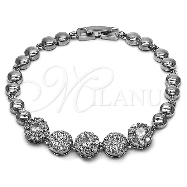 White Gold Filled Bracelet — Fancy Bracelet Cluster Design with White Cubic Zirconia — main product view — SKU 165867 | Oro Laminado Blanco brazalete — elegante Bracelet Cluster diseño with blanco Cubic Zirconia — SKU 165867