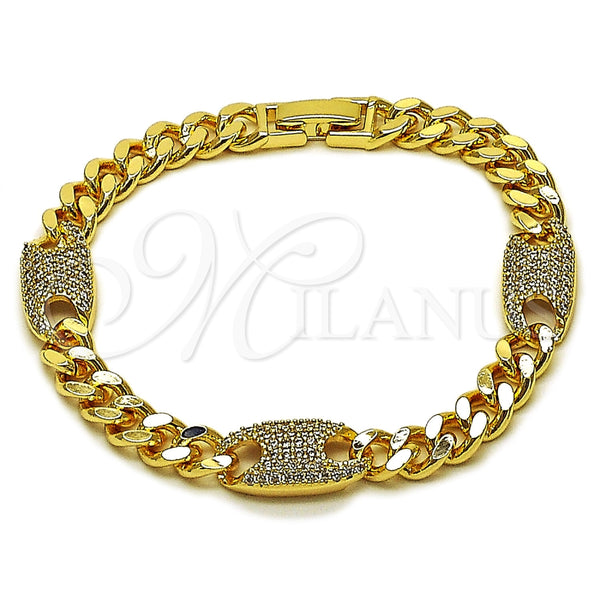 Gold Filled Bracelet — Fancy Bracelet Puff Mariner and Miami Cuban Design — main product view — SKU 165868 | Oro Laminado brazalete — elegante Bracelet Puff Mariner and Miami Cuban diseño — SKU 165868