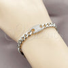 Rhodium Gold Filled Fancy Bracelet, Puff Mariner and Miami Cuban Design, with White Cubic Zirconia, Polished, Rhodium Finish, 03.130.0028.1.07 (Thickness, 7 Inches Length)