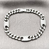 Rhodium Gold Filled Fancy Bracelet, Puff Mariner and Miami Cuban Design, with White Cubic Zirconia, Polished, Rhodium Finish, 03.130.0028.1.07 (Thickness, 7 Inches Length)
