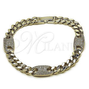 White Gold Filled Bracelet — Fancy Bracelet Puff Mariner and Miami Cuban Design — main product view — SKU 165869 | Oro Laminado Blanco brazalete — elegante Bracelet Puff Mariner and Miami Cuban diseño — SKU 165869