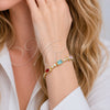 Oro Laminado Fancy Bracelet, Gold Filled Style Cluster and Baguette Design, with Multicolor and White Cubic Zirconia, Polished, Golden Finish, 03.130.0029.07 (02 MM Thickness, 7 Inches Length)