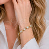 Oro Laminado Fancy Bracelet, Gold Filled Style Cluster and Baguette Design, with White Cubic Zirconia, Polished, Golden Finish, 03.130.0030.07 (02 MM Thickness, 7 Inches Length)