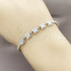 Rhodium Gold Filled Fancy Bracelet, Cluster and Baguette Design, with White Cubic Zirconia, Polished, Rhodium Finish, 03.130.0030.1.07 (02 MM Thickness, 7 Inches Length)
