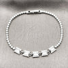 Rhodium Gold Filled Fancy Bracelet, Cluster and Baguette Design, with White Cubic Zirconia, Polished, Rhodium Finish, 03.130.0030.1.07 (02 MM Thickness, 7 Inches Length)