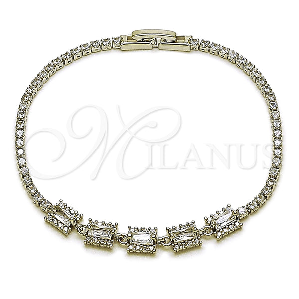 White Gold Filled Bracelet — Fancy Bracelet Cluster and Baguette Design with White — main product view — SKU 165872 | Oro Laminado Blanco brazalete — elegante Bracelet Cluster and Baguette diseño with blanco — SKU 165872