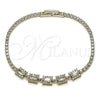 Rhodium Gold Filled Fancy Bracelet, Cluster and Baguette Design, with White Cubic Zirconia, Polished, Rhodium Finish, 03.130.0030.1.07 (02 MM Thickness, 7 Inches Length)
